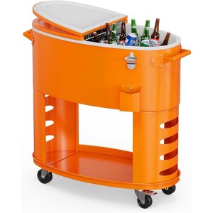 VINGLI Patio Cooler, 70 qt. Rolling Ice Chest on Wheels, Party Bar Drink Cooler Cart with Bottle Opener and Ice Scoop - 1 of 4
