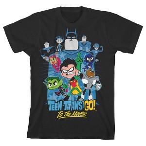 Teen Titans Go To The Movies Black Graphic Tee Toddler Boy to Youth Boy - 1 of 2