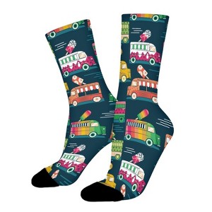 Ice Cream Trucks Women Printed Crew Socks Funny Funky Socks Soft Polyester Novelty Gifts for Artists Men - 1 of 1