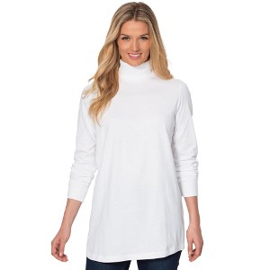 Woman Within Women's Plus Size Petite Perfect Long-Sleeve Turtleneck Tee - 1 of 4