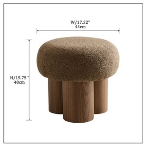 Kitty Small Round Foot Stool, Teddy Fabric Footrest Ottoman Stool, Indoor Furniture for Bedroom, Living Room - The Pop Home - 1 of 4