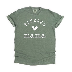 Simply Sage Market Women's Blessed Mama Heart Short Sleeve Garment Dyed Tee - 1 of 3