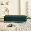 Vynxaria 47.24"W Green Velvet Storage Ottoman - Upholstered Bench with Safety Hinge, Gold Strip/Embroidery, for Living Room Bedroom - 4 of 4