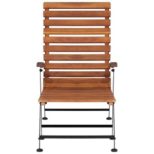 vidaXL Solid Acacia Wood Patio Deck Chair | Durable Outdoor/Indoor Lounger | Weather Resistant Garden Chair with Armrests and Footrest | Brown - 1 of 4