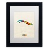 Trademark Fine Art-Michael Tompsett 'Cuba Watercolor Map' Matted Framed Art - 2 of 4
