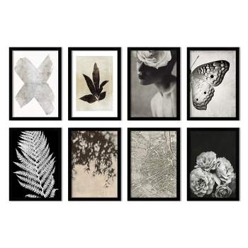 Black and White Botanicals by Chaos & Wonder Design
 - botanical Vintage 8 Piece Black Framed Art Set - Americanflat