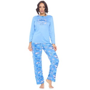 Casual Nights Women's Jersey Knit Long-Sleeve Top and Mircro Fleece Bottom Pajama Set - 1 of 4