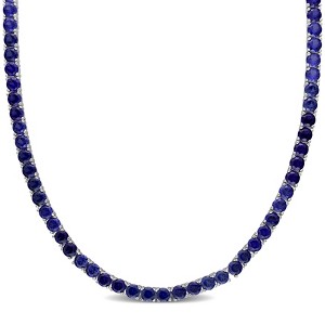 EVERLY JEWELRY | Sterling Silver 33 CT TGW Created Blue Sapphire Necklace, 17-inch - 1 of 4