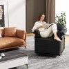 360° Swivel Accent Chair with Gold Metal Frame, Fluffy Upholstered Armchair for Living Room or Bedroom, Modern Square Lounge Chair-Maison Boucle - 3 of 4
