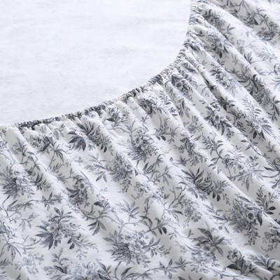 Queen Black Floral Cotton Flannel Sheet Set