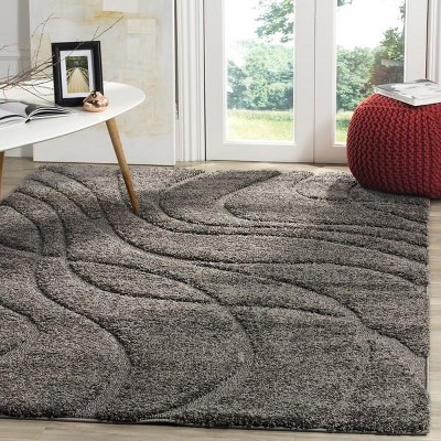 Gray High-Low Pile Shag Area Rug