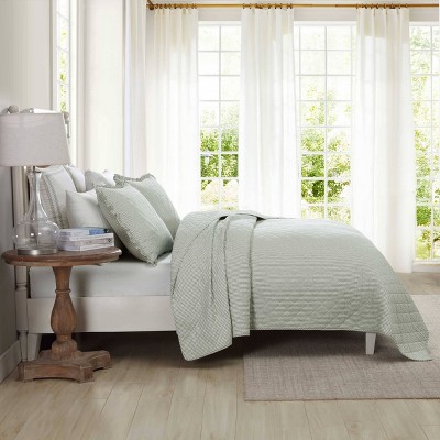 Twin White Cotton Reversible Quilt Set with Frills