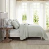 Laura Ashley Twin Oxford Striped Quilt Set Green - 2 of 4