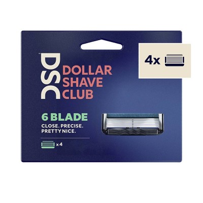 Dollar Shave Club 6-Blade Razor Refill - Compatible with 4 and 6 Blade Handles - 4ct