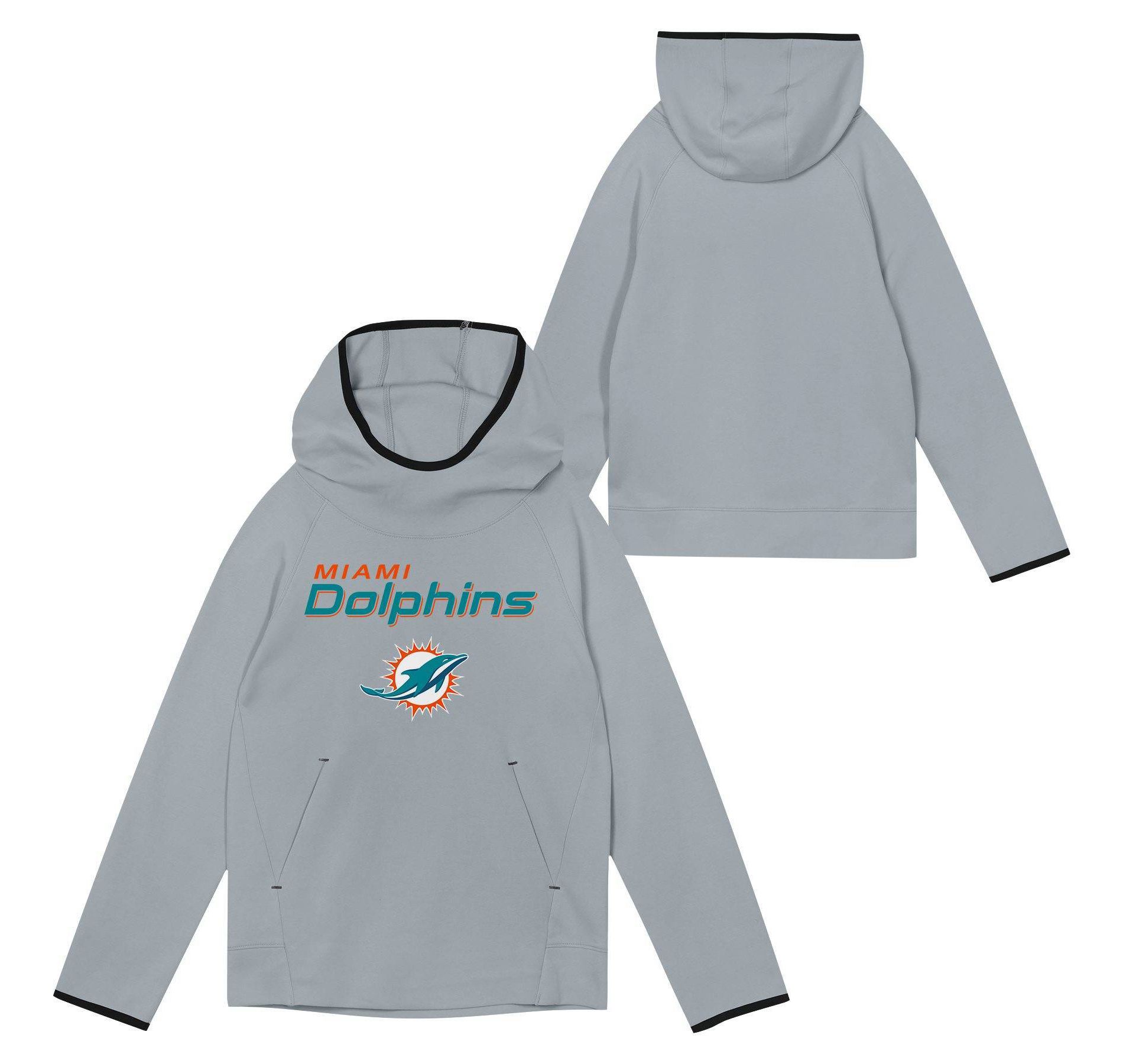 NFL Miami Dolphins Boys' Gray Performance Hooded Sweatshirt