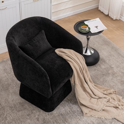 Dolonm Rotating Leisure Chair with Armrests, Made of Chenille Fabric and Equipped with Cushions, Suitable for Living Rooms and Bedrooms