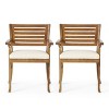 5pc Outdoor Hermosa Wooden Dining Set with Cushions-Christopher Knight Home - 2 of 4