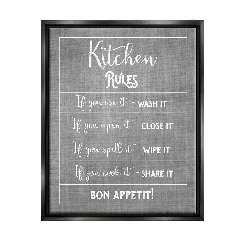 Stupell Industries Kitchen Rules Bon Appetit Sign Framed Floater Canvas Wall Art, 1 of 7