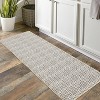 Acekool 5x7 Washable Area Rug, Modern Farmhouse Geometric, Non-Slip, Soft Low Pile, Easy Care Neutral Carpet for Living Room, Bedroom,  Light Brown - 2 of 4