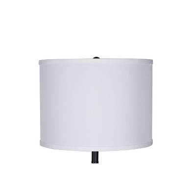 Black Metal Swing Arm Floor Lamp with White Linen Shade