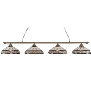 Toltec Lighting Oxford 4 - Light Island Pendant Light in  Brushed Nickel with 16" Royal Merlot Art Glass Shade - 1 of 1