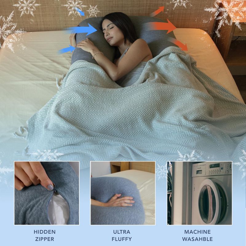 PharMeDoc Pregnancy Pillow, U-Shape Full Body Maternity Pillow, Cooling Cover, 5 of 9
