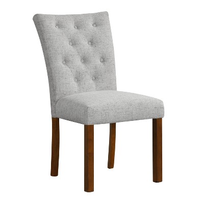 Neutral Textured Upholstered Parsons Side Chair with Wood Legs