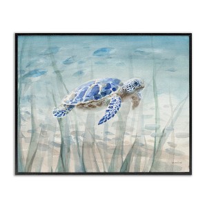 Stupell Industries Baby Sea Turtle Blue Speckled Aquatic Animal Ocean Framed Giclee Art - 1 of 4