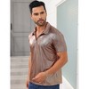 Clearlove Metallic Button Down Shirt Short Sleeve Collar Glitter Top - 4 of 4