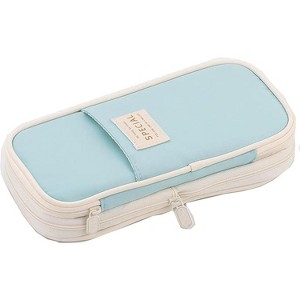 Generic Large Storage Pencil Case Pen Bag with Zipper Big Capacity Pouch Organizer for Office Travel Holder Box(Blue) - 1 of 4