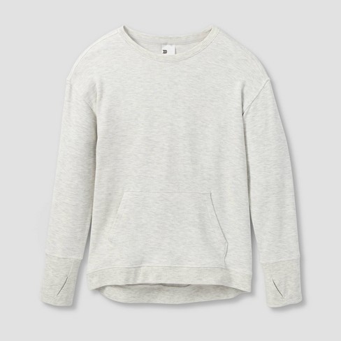 Girls' Cozy Lightweight Fleece Crewneck Sweatshirt - All In Motion™  Heathered Gray S