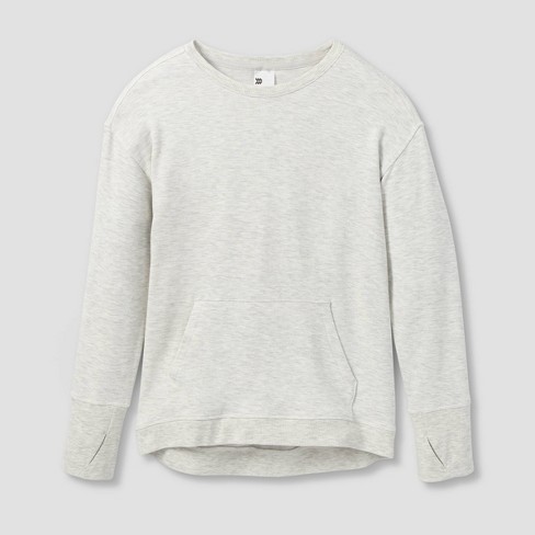 Girls' Cozy Lightweight Fleece Crewneck Sweatshirt - All in Motion™  Heathered Gray S