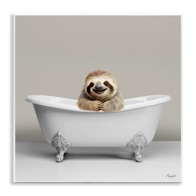 Stupell Industries Happy Sloth in Bathtub, 12" x 12"