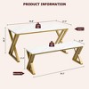 3-Piece Kitchen Dining Set with 2 Benches, X-Shaped Metal Frame Space-Saving Table for Small Kitchen Apartment Studio - 2 of 4