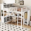 Okak Full/Queen Size Loft Bed with Wardrobe & L-Shaped Desk,Heavy Duty Metal Bunk Beds with Storage,High Loft Beds for Teens & Adults - 3 of 4