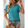 Womens Tops Summer Round Neck Short Sleeve Hollow T Shirt Blouse - 3 of 4
