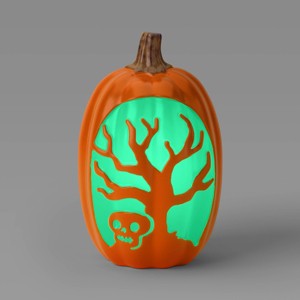 16" Lit Pumpkin Creepy Tree with Timer Full Blow Mold Halloween Decorative Prop - Hyde and EEK! Boutique™ - 1 of 3