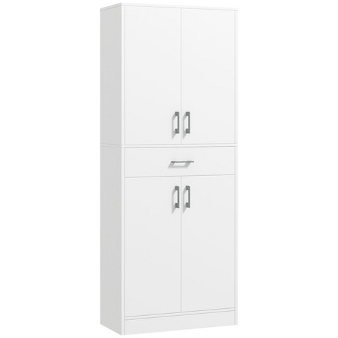 The Kitchen Pantry Storage Cabinet with Drawers and Adjustable Shelf - White