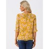 INSPIRE CHIC Women's Round Neck Ruffle 3/4 Sleeve Floral Print Chiffon Blouse - 4 of 4
