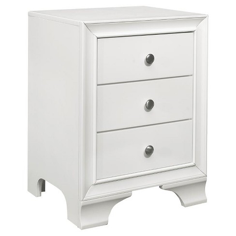 Centralia 3-drawers Transitional Wood Nightstand In White - Lexicon ...