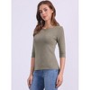 INSPIRE CHIC Women's Classic Solid Elbow Sleeves Round Neck Slim Fit T-Shirts - 2 of 4