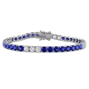 EVERLY JEWELRY | Sterling Silver 13 2/5 CT TGW Created White Sapphire Created Blue Sapphire Bracelet, 7.5 inch - 1 of 4