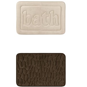 Unique Bargains 2Pcs Memory Foam Water Absorbent Quick Dry Non-Skid Bottom Soft Bathroom Rugs - 1 of 4