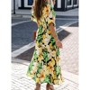 Coolmee Women's Boho Floral Print Dress V Neck Beach Party Flowy Ruffle  Wedding Guest Midi Dress - 2 of 3