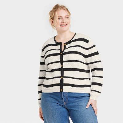 Women's Button-Front Striped Cardigan - Universal Thread™