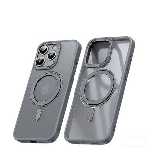 Clotth Case for iPhone 17 Pro - 360 Degree Rotating Stand Case, Transparent Pivot Protective Cover, Magnetic Ring Holder Phone Case - 1 of 4