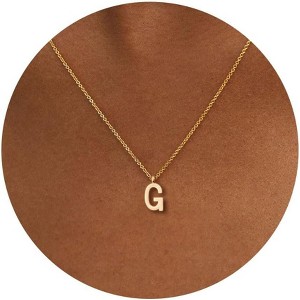 Initial Necklace for Women, 14K Gold Plated Dainty Personalized Letter Pendant - 1 of 4