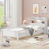CAVINAS Twin Size Bed Frame, Wood Platform Bed with Built-in LED Light, Storage Headboard and Guardrail - 2 of 4