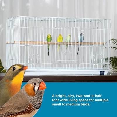 White Metal Flight Bird Cage with Wooden Perches