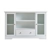 51" Farmhouse Buffet Cabinet with Drawers, Glass Doors & Adjustable Shelves  White Kitchen Sideboard Coffee Bar Storage Unit - 3 of 4